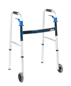 Drive Deluxe Trigger Release Folding Walker with 5 in Wheels